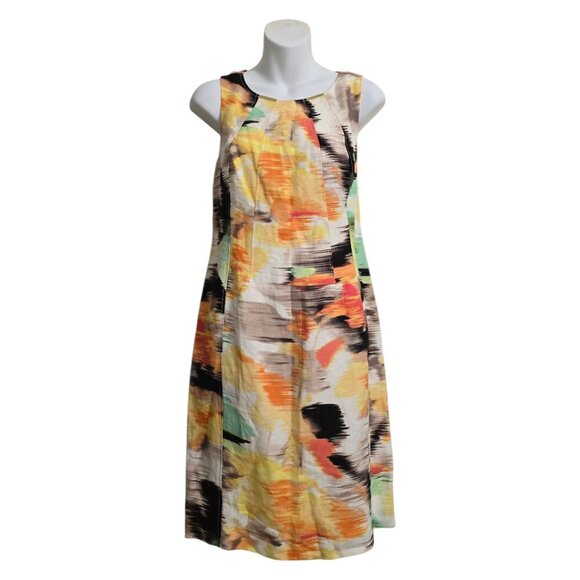 Calvin Klein NWT Sleeveless Abstract Linen Blend Sheath Dress Sz 8 - Picture 2 of 13